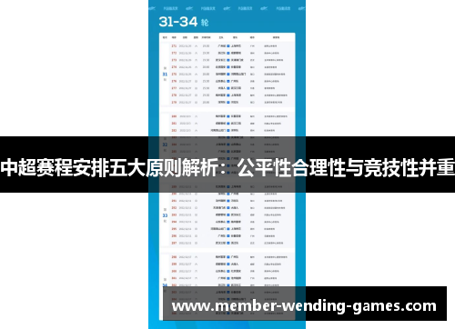 中超赛程安排五大原则解析：公平性合理性与竞技性并重