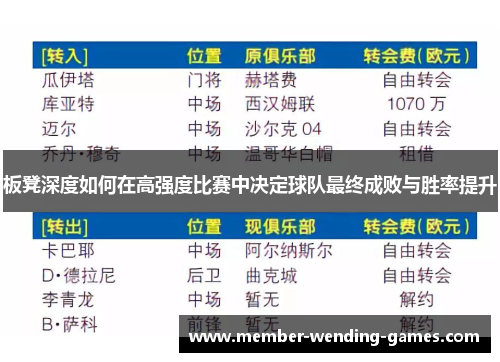 板凳深度如何在高强度比赛中决定球队最终成败与胜率提升