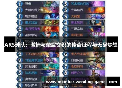 ARS球队：激情与荣耀交织的传奇征程与无尽梦想