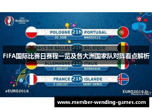 FIFA国际比赛日赛程一览及各大洲国家队对阵看点解析
